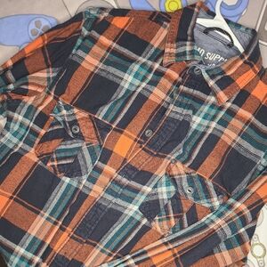 Mossimo Supply Co Orange and Blue Plaid Flannel